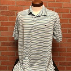 Vineyard Vines mens polo shirt L striped (3I71)
